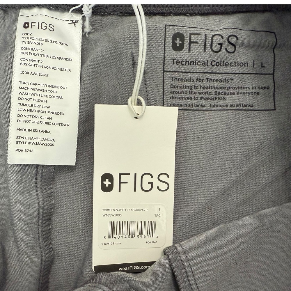 FIGS NWT Zamora 2.0 Scrub Pants Women Large Graphite Grey Jogger PO 3743 - Picture 4 of 12